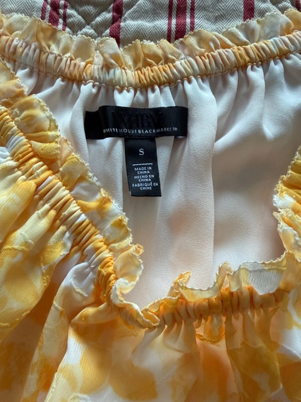 White House Black Market Yellow Floral Off-Shoulder Blouse - Picture 3 of 4